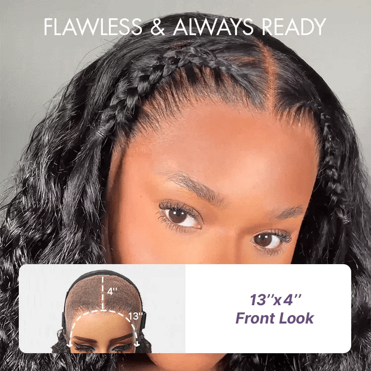 VolumeMAX™ 180% / 220% Density Water Wave Glueless Flexi-Fit Drawstring 13x4 Frontal Lace Fluffy Curly Wig Pre-Cut Lace-34