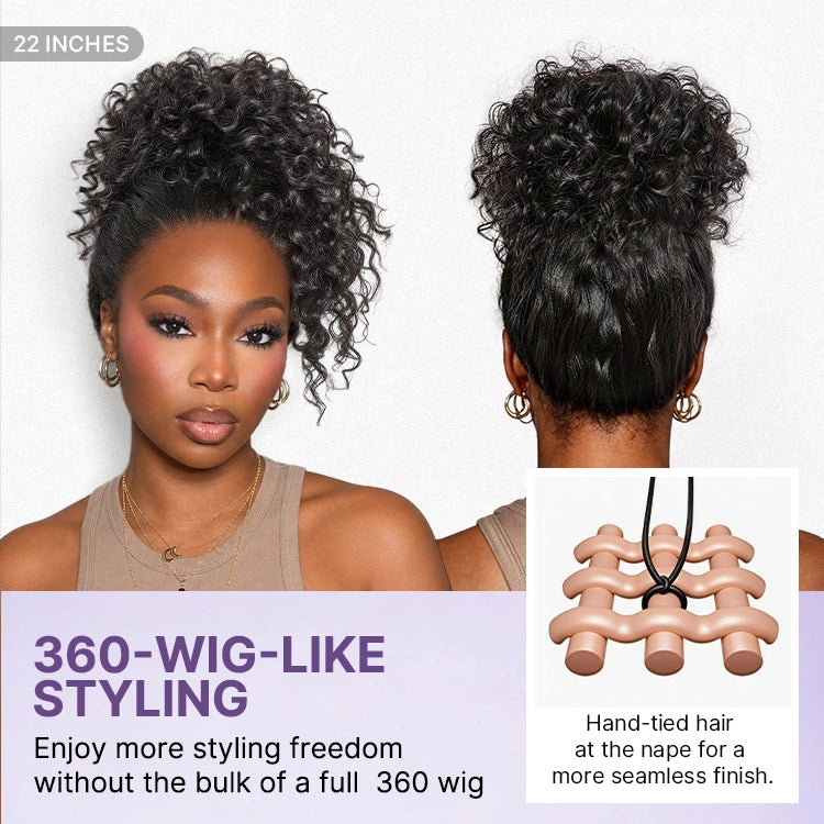 VolumeMAX™ 180% / 220% Density Water Wave Glueless Flexi-Fit Drawstring 13x4 Frontal Lace Fluffy Curly Wig Pre-Cut Lace-33
