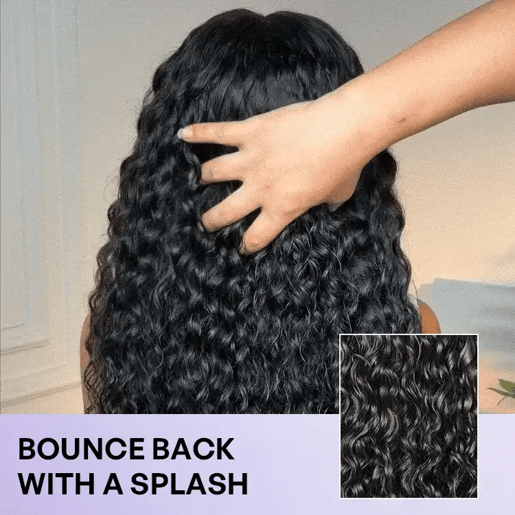 VolumeMAX™ 180% / 220% Density Water Wave Glueless Flexi-Fit Drawstring 13x4 Frontal Lace Fluffy Curly Wig Pre-Cut Lace-35