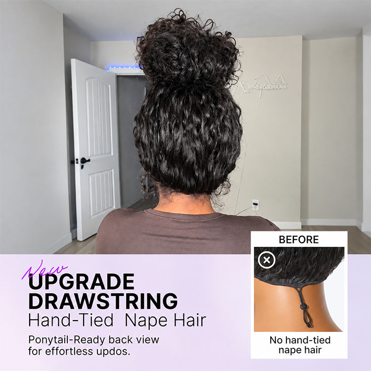 [bassiepeete]'s Special Link VolumeMAX™ 180% / 220% Density Water Wave Glueless Flexi-Fit Drawstring 13x4 Frontal Lace Fluffy Curly Wig Pre-Cut Lace-09
