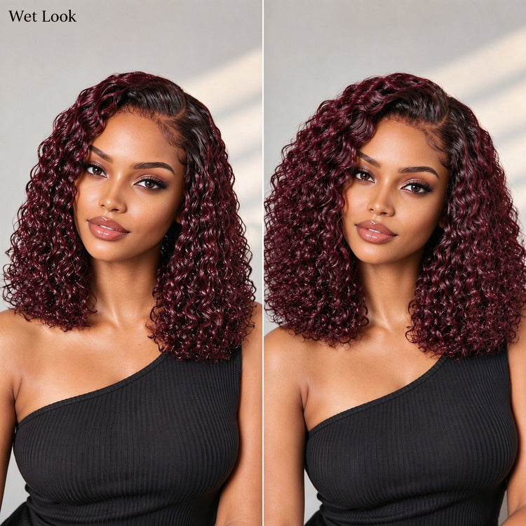 VolumeMAX™ 200% Density ReadytoGo Beginner Friendly Burgundy Glueless 5x5 Closure Lace HD Lace 14 inches Curly Wig-SA ONLY-15