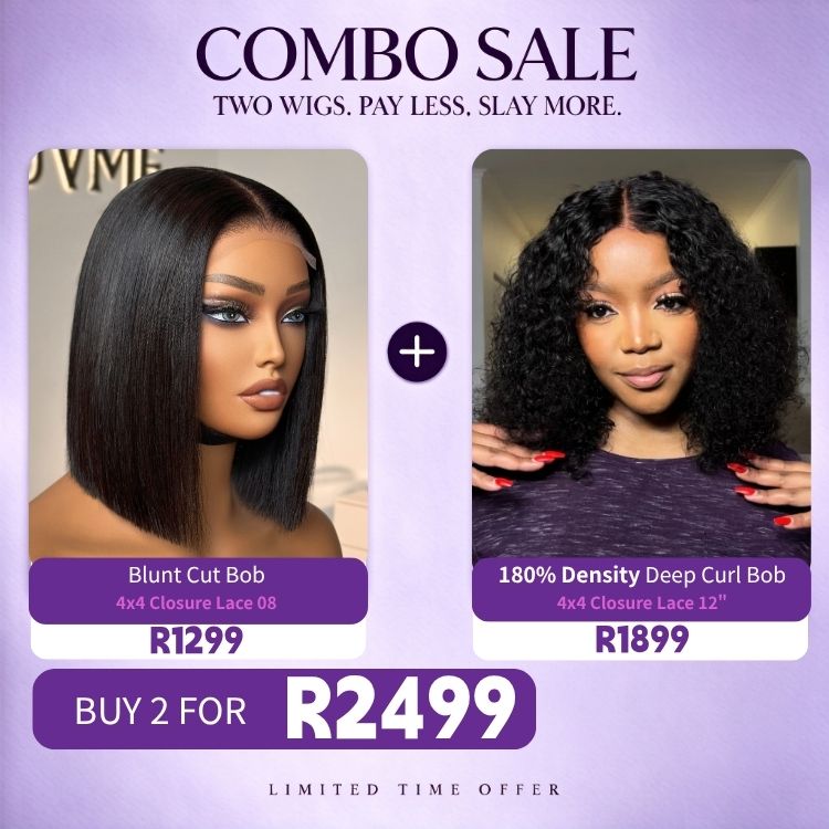 180% Density Deep Curl Bob 4x4 Closure Lace 12 inches Wig+Blunt Cut Bob 4x4 Closure Lace 08 inches Wig-04