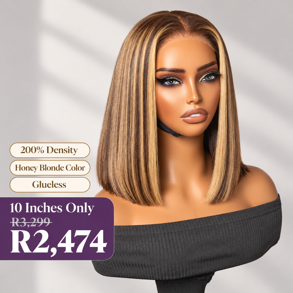 VolumeMAX™ 200% Density Honey Blonde Highlight ReadytoGo Super Double Drawn 4x4 Lace Wig Pre-cut Lace-15