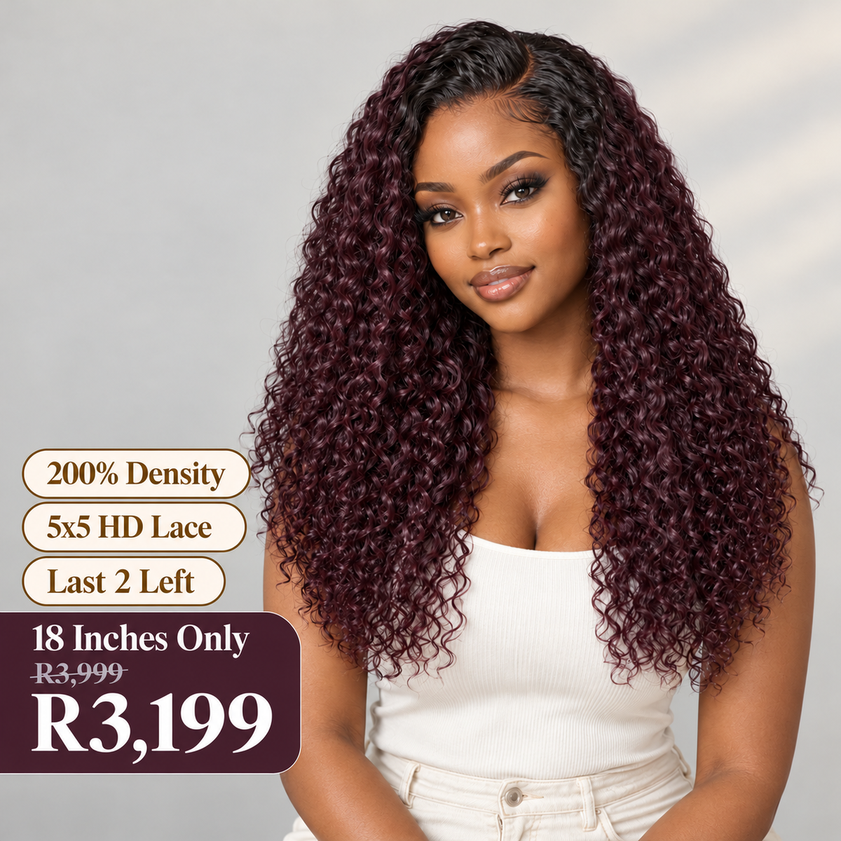 VolumeMAX™ 200% Density ReadytoGo Beginner Friendly Burgundy Glueless 5x5 Closure Lace HD Lace 22 inches Curly Wig-16