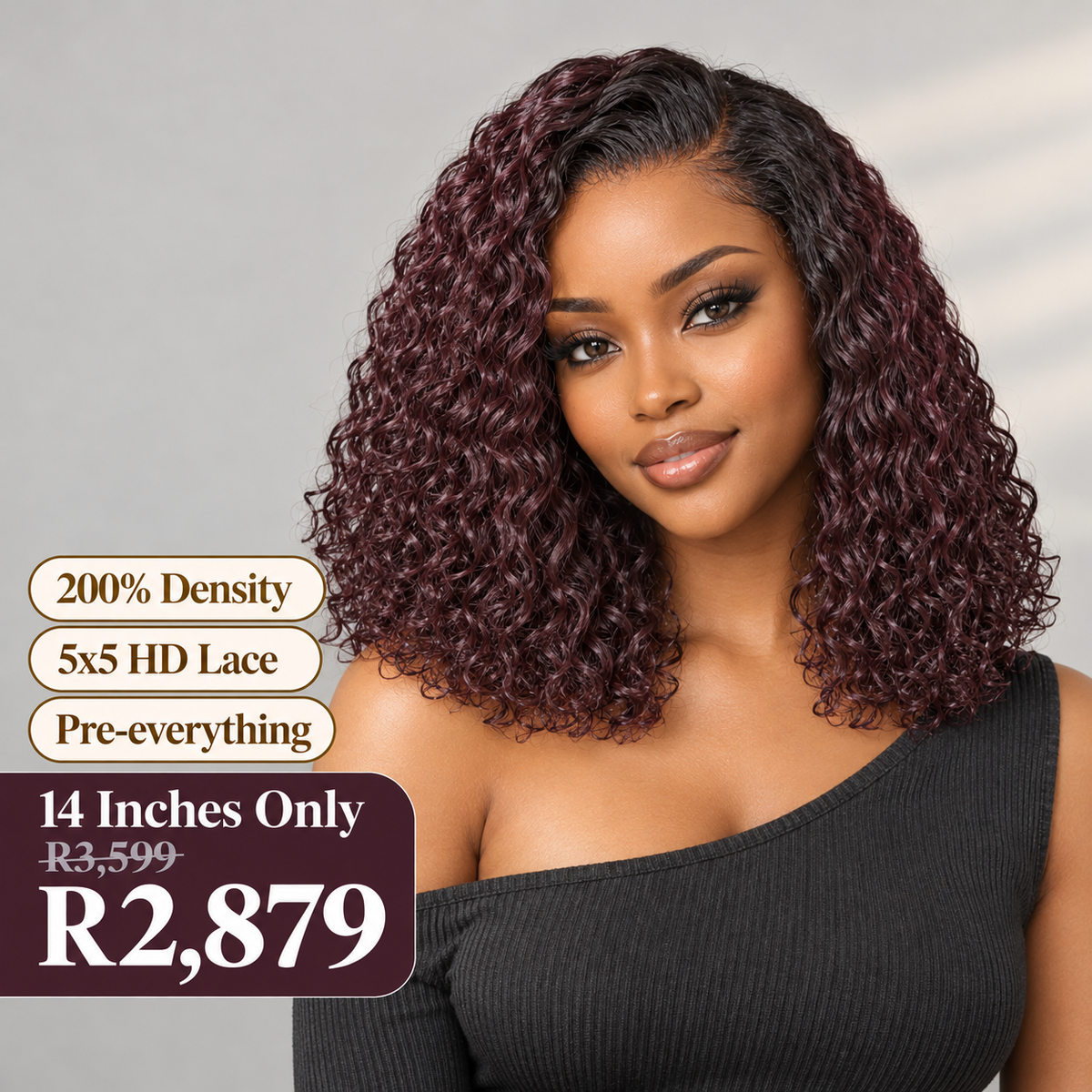 VolumeMAX™ 200% Density Burgundy 5x5 HD Lace Wig 14 inches-18