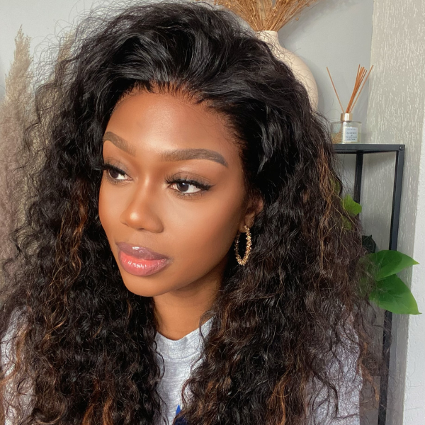 Gorgeous Blonde Highlights Loose Water Wave 13x4 Frontal HD Lace Free Part Long Wig 100% Human Hair-03