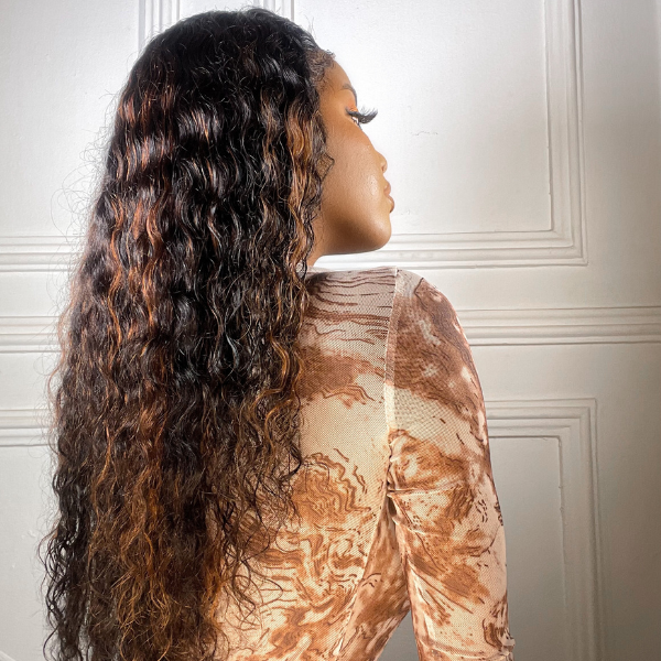 Gorgeous Blonde Highlights Loose Water Wave 13x4 Frontal HD Lace Free Part Long Wig 100% Human Hair-04