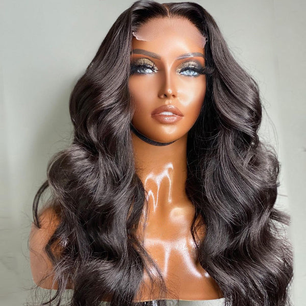 Worth | Super Easy Natural Black Body Wave 4x4 Closure Lace Glueless Mid Part Long Wig 100% Human Hair-03