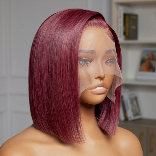 Worth | Reddish Purple Side Part Minimalist Lace Bob Wig-02
