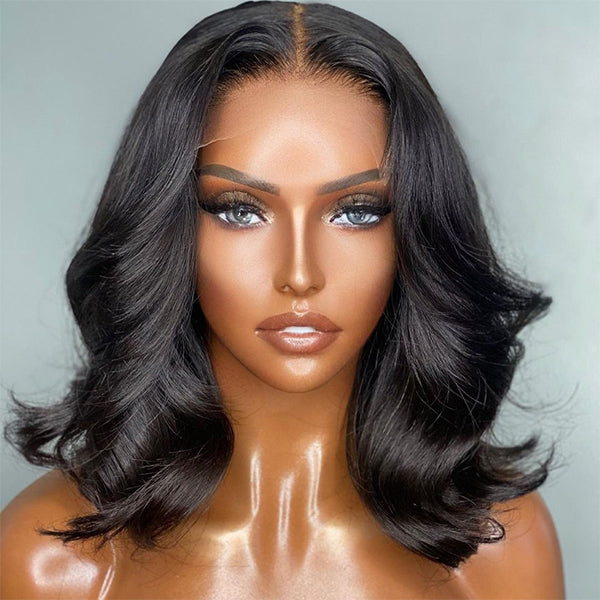 OUTLET | Gorgeous Natural Black Loose Wave 5x5 Closure Lace Glueless Short Wig