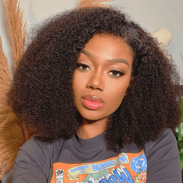 Luvme 4C Edges | Realistic Afro Kinky Edges Free Parting 13x4  Front Human Hair Wig | Afro Inspired-01