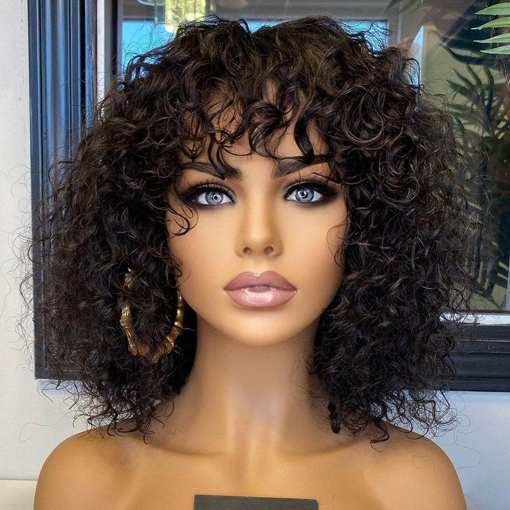 ReadytoGo Short Curly Bob Wig With Bangs Glueless HD Lace Wig-02