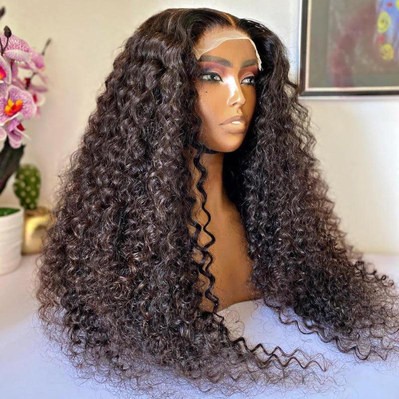ReadytoGo Natural Black Deep Curly Glueless 4x4 Closure Lace Wig-01