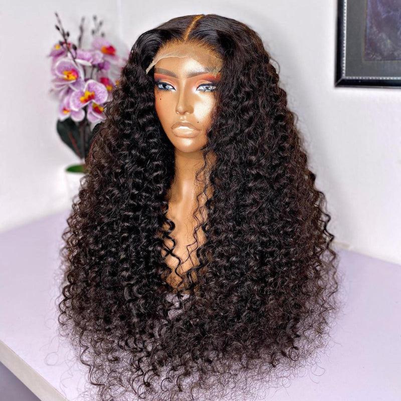 ReadytoGo Natural Black Deep Curly Glueless 4x4 Closure Lace Wig-03