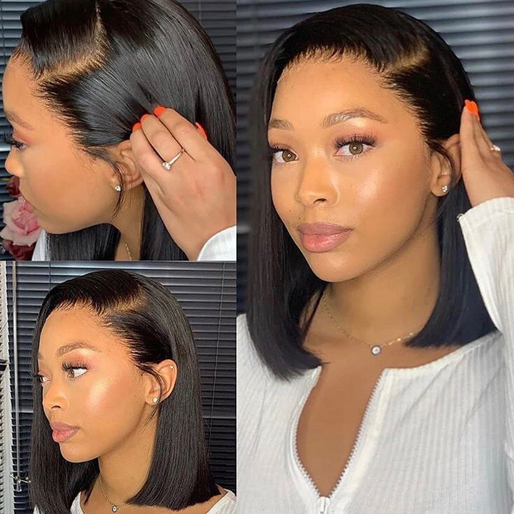 PrePlucked+KnotsBleached Straight Bob Glueless Full Frontal Lace Wig-01
