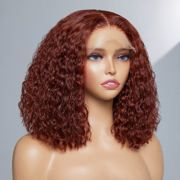 Outlet | Reddish Brown Glueless Closure 5x5 Lace Curly Wig-02