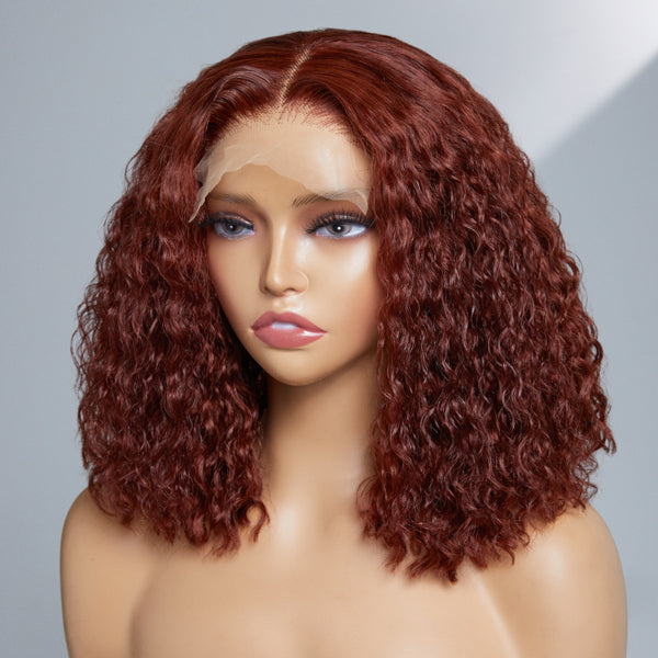 Outlet | Reddish Brown Glueless Closure 5x5 Lace Curly Wig-03