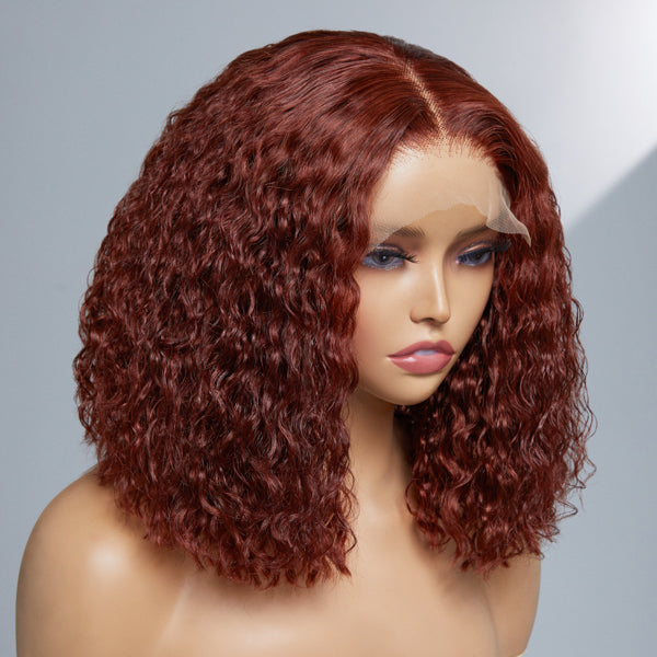 Outlet | Reddish Brown Glueless Closure 5x5 Lace Curly Wig-04