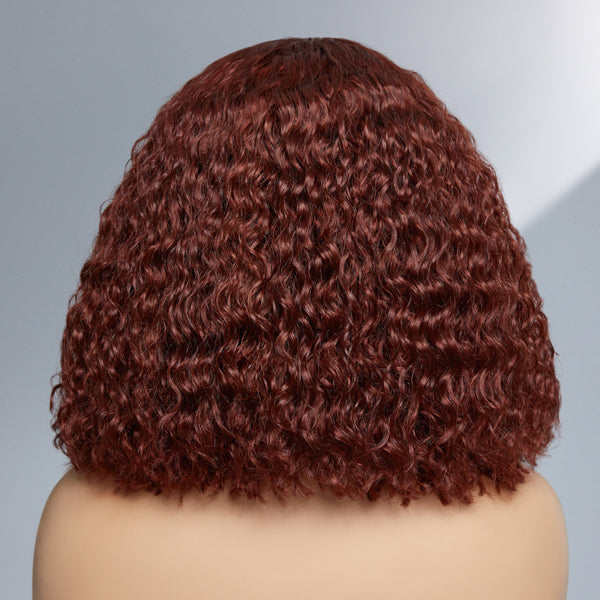 Outlet | Reddish Brown Glueless Closure 5x5 Lace Curly Wig-05