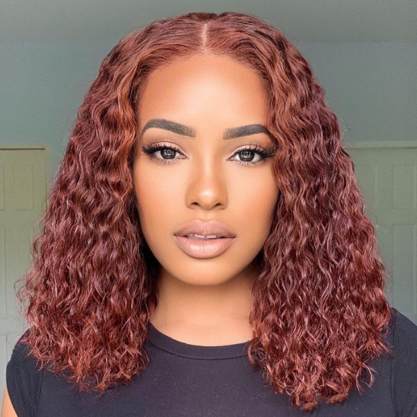 Outlet | Reddish Brown Glueless Closure 5x5 Lace Curly Wig-01