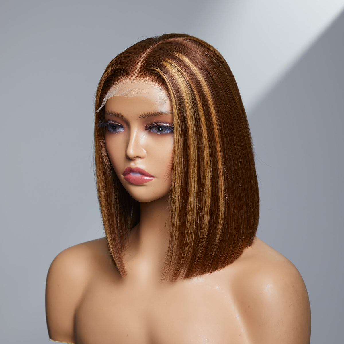 ReadytoGo Highlight Brown Bob Wig Frontal T Part Lace Wig | PrePlucked+KnotsBleached-01