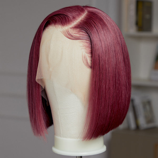 Worth | Reddish Purple Side Part Minimalist Lace Bob Wig-03