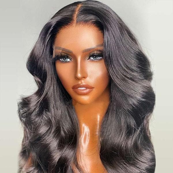 Outlet I Natural Wavy 13x4 Frontal Lace Wig Regular Lace Wigs Middle Part-02