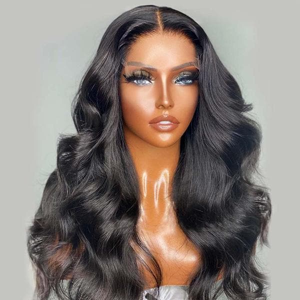 Outlet I Natural Wavy 13x4 Frontal Lace Wig Regular Lace Wigs Middle Part-01