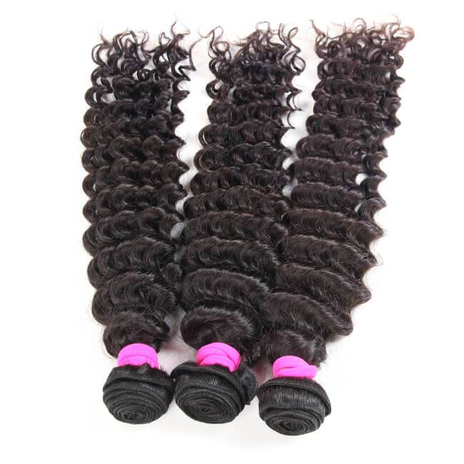 3pcs Deep Wave 100% Virgin Human Hair Curly Bundles-12