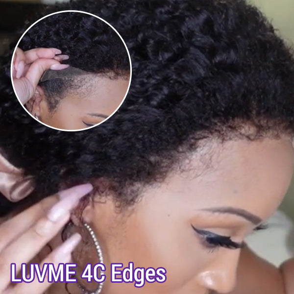 Luvme 4C Edges | Realistic Afro Kinky Edges Free Parting 13x4  Front Human Hair Wig | Afro Inspired-03