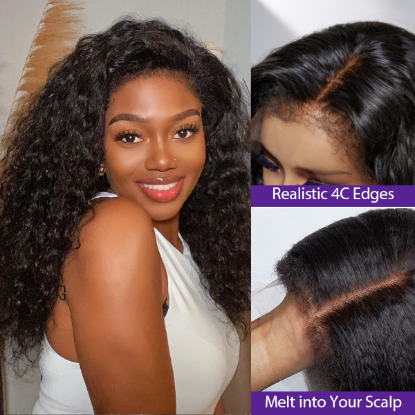 OUTLET | Water Wave Kinky Edges Free Parting 13x4 Undetectable Lace Front Wig | Afro Inspired-SA ONLY-01
