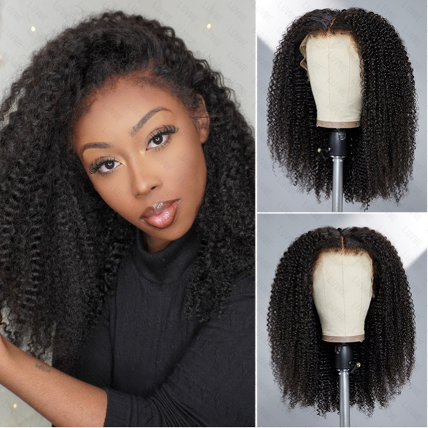 Luvme 4C Edges | Realistic Afro Kinky Edges Free Parting 13x4  Front Human Hair Wig | Afro Inspired-04