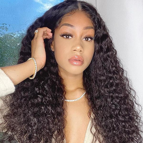 Outlet | Wet And Wavy | Water Wave 4x4 Closure Lace Glueless Mid Part Long Wig-03