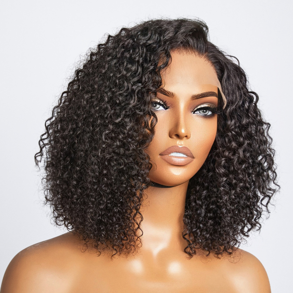 Realistic Afro Curly 5x5 Closure Lace Glueless C Part Short Wig