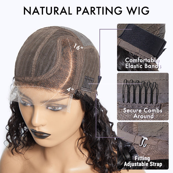 Natural Black Afro Kinky HD Lace Glueless Wig Side Part