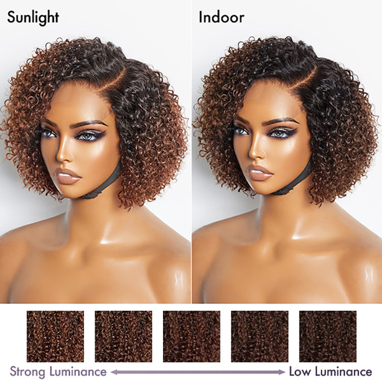 ReadytoGo Ombre Brown Fluffy Kinky Curl Glueless HD Lace Wig