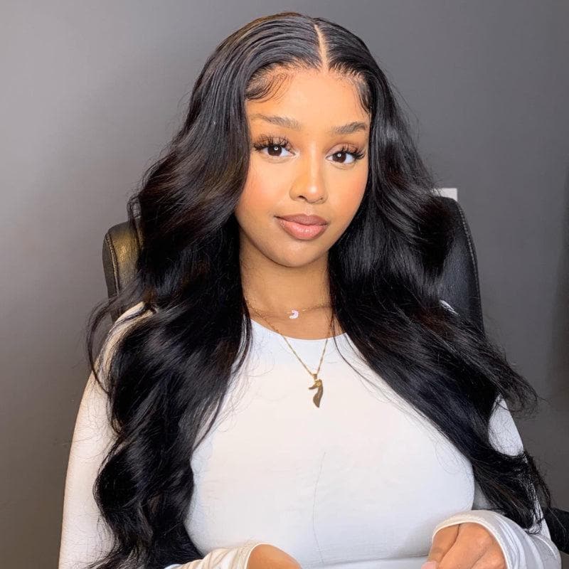 Flash Sale | Natural Black Loose Wave 13x4 Frontal Lace Mid Part Long Wig