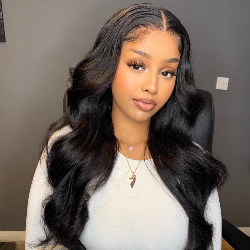 Flash Sale | Natural Black Loose Wave 13x4 Frontal Lace Mid Part Long Wig