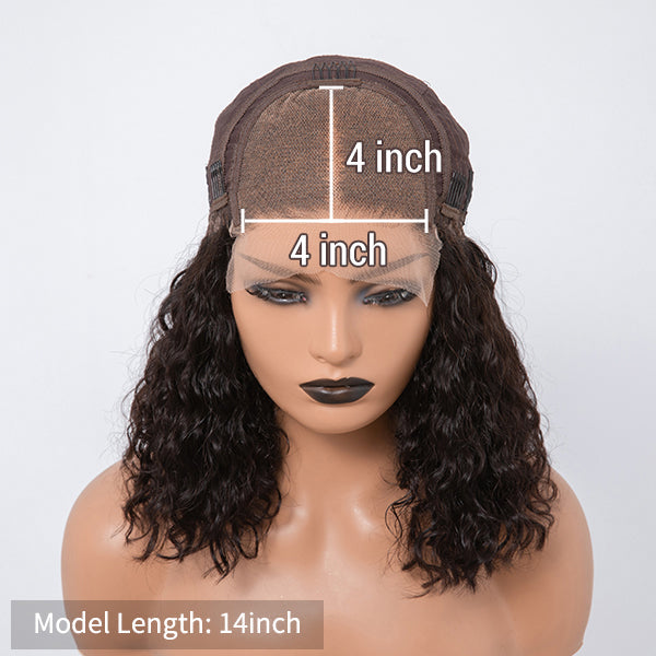 Vacation Vibes Water Wave 4x4 Closure Lace Glueless Mid Part Short Wig