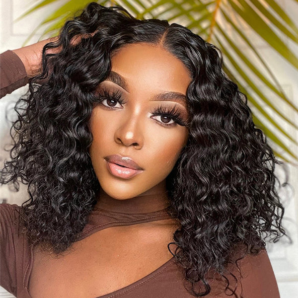 Vacation Vibes Water Wave 4x4 Closure Lace Glueless Mid Part Short Wig