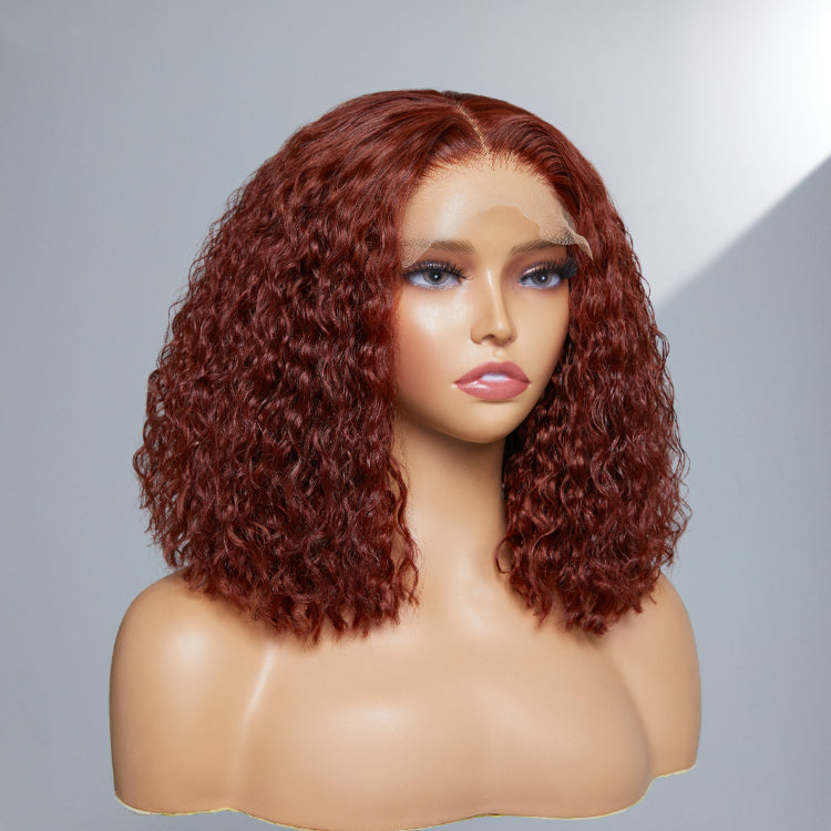Reddish Brown Curly Glueless 4x4 Closure Lace Wig