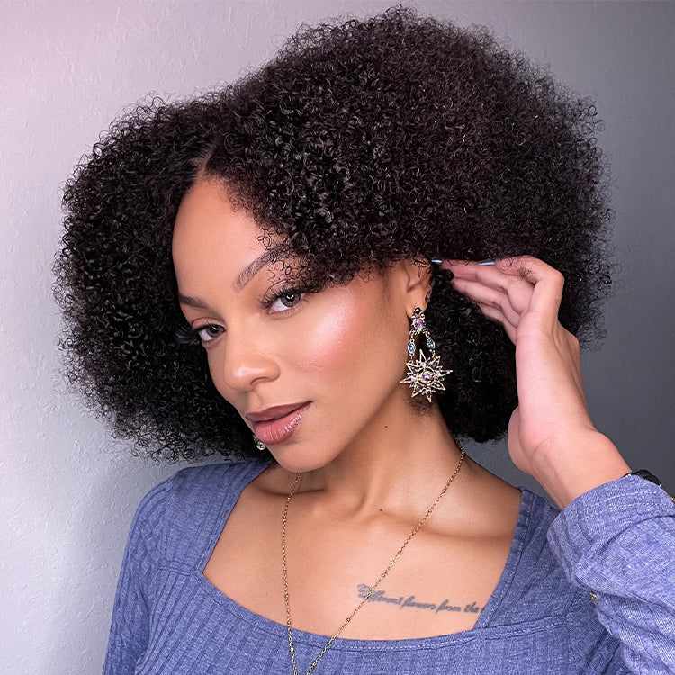 Bouncy Fluffy Jerry Curl With Bangs Glueless 5x5 Closure HD Lace Wig
