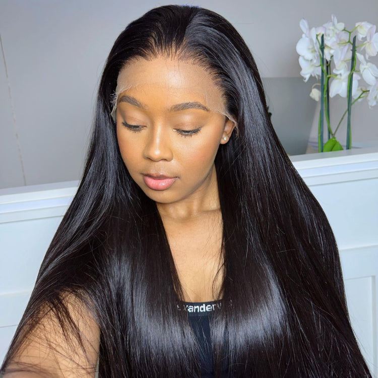Worth |Natural black Straight 360 Lace Long Wig