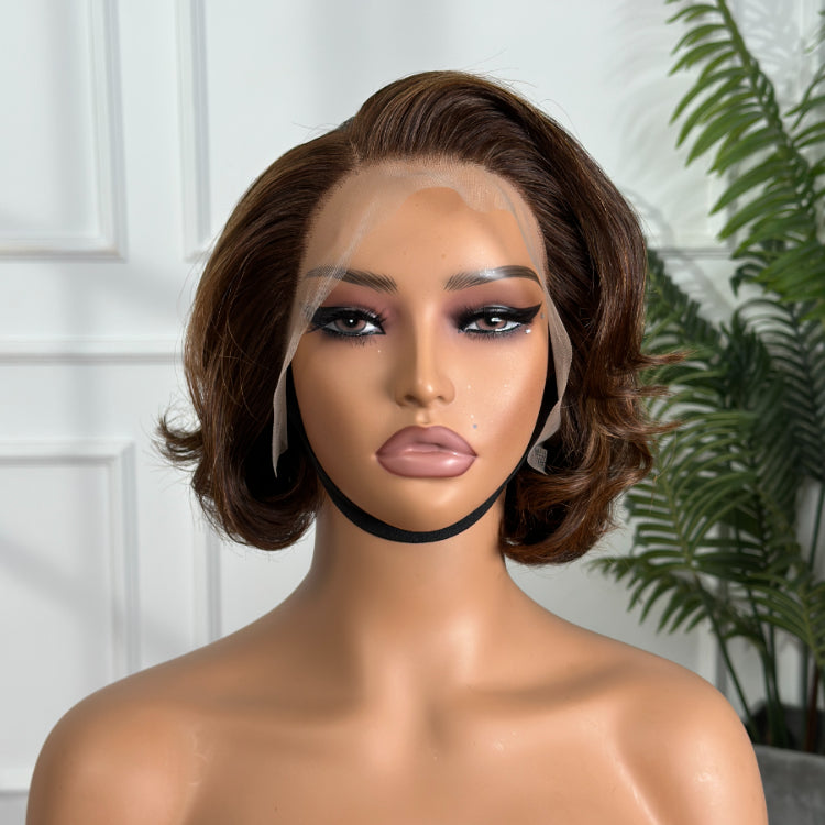 ReadytoGo Highlight Brown Glueless 13x4 Frontal Lace Bob Wig