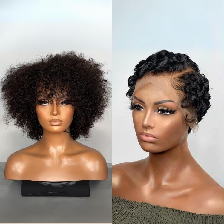 Wig Combo With 2 wigs（Minimalist Lace Afro 10 inches+Frontal Ocean Wave 04 inches）