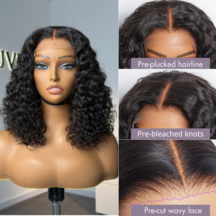 1 Sec Install Wig | ReadytoGo Soft Deep Curl Bob Glueless 4x4 Closure Lace Wig