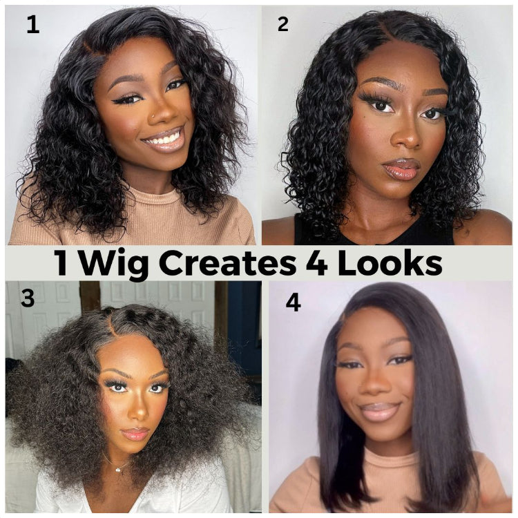 Wet And Wavy | Water Wave 4x4 Closure Lace Glueless Short Wig