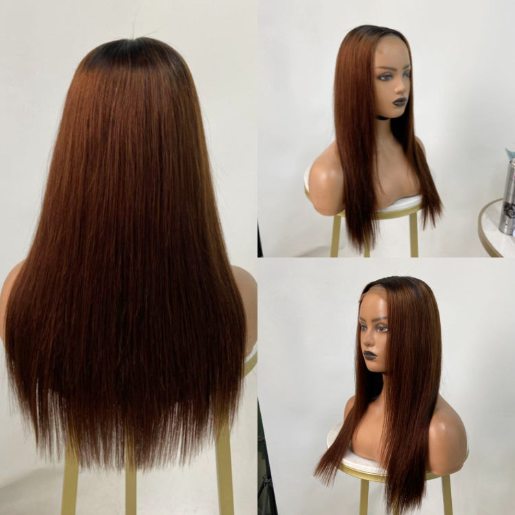Worth |TB/Chesnut Brown Color Straight Glueless 4X4 Closure Lace Long Wigs