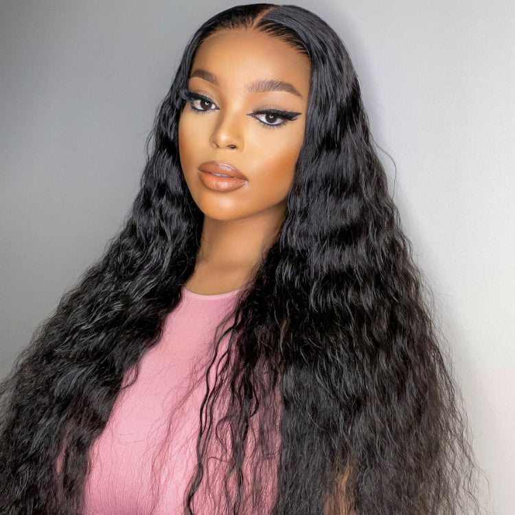Flowy Bohemian Curly Glueless 5x5 Closure Lace Middle Part Long Wig
