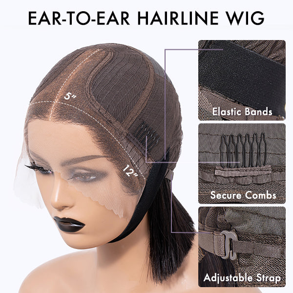 ReadytoGo Elegant Silky Straight Glueless Wide T Lace Wig Middle Part 100% Human Hair